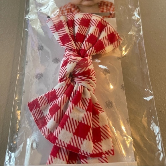 NWT baby bling baby girl bow headband red and white checked - Picture 5 of 5